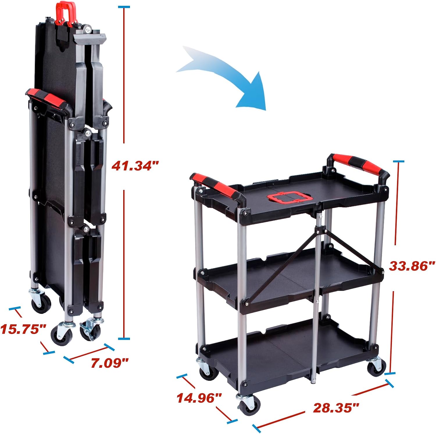 3-Shelf Foldable Rolling Utili - Home Improvement Help 评论和价格